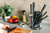 8-delige grijze Keukenmessenset met Standaard | Keramisch- keuken Messenset | RVS | Inclusief Messenblok | Grijs messen set