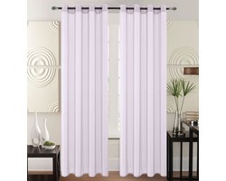 SB Line Kant en Klaar Vitrage Gordijn - Met Ringen - 140x260 cm - Licht Lila