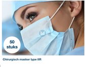 50 stuks type 2 chirurgische mondkapje mondmasker type IIR van zeer hoge kwaliteit blauw  per 25 verpakt