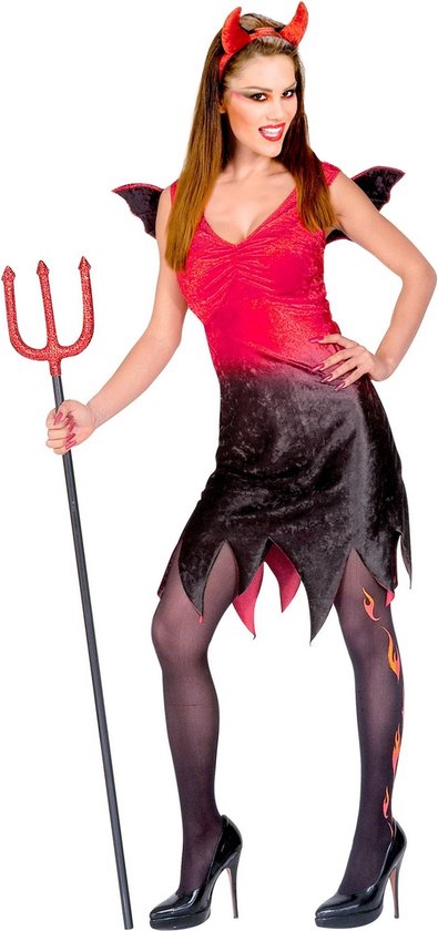 Widmann - Duivel Kostuum - Hot & Spicy Duivelin XL Kostuum Vrouw - Rood - Medium - Halloween - Verkleedkleding