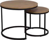 Milla 2-in-1 Ronde Salontafel - Bijzettafel - Koffietafel - Thee Tafel - Tafel Set -  Woonkamer Accessoires - Interieur - 2 Stuks - Lichtbruin