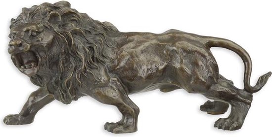 Sculpture en bronze - Lion rugissant - Statue - Roi de la nature - 14,9 cm de haut