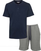 MEQ Heren Shortama - Pyjama Set - 100% Katoen - Blauw - Maat XXL