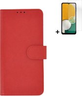 Hoesje Geschikt voor Samsung Galaxy A13 5G - Bookcase - Screenprotector A13 5G - A13 5G Hoes Wallet Book Case Rood + Screenprotector