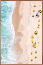 JUNIQE - Poster met kunststof lijst Strand luchtfoto -60x90 /Blauw &
