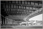 JUNIQE - Poster met kunststof lijst Airplane Hangar -20x30 /Grijs