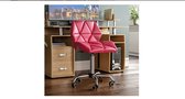 furnibella- Designs Geo Office Computer Stoel, Roze, Gaming Secretaresse Verstelbare Swivel Benen Lift Chrome PU Faux-Leder