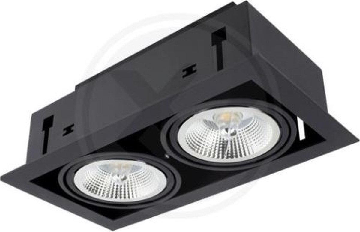 LvT - LED Inbouwspot - 2*GU10 AR111 - excl. LED spot - Zwart