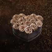 ROYAL BLOSSOM - Amore Longlife rozen 14 STUKS GOUD - flowerbox - Amore Gouden rozen - echte rozen - giftbox - cadeau voor vrouwen - geschenk - 1 tot 3 Jaar Houdbaar - GOUDEN ROZEN 14 STUKS