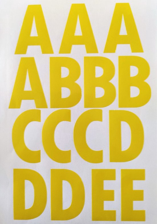 plakletters | alfabet stickers | stickervel | licht geel