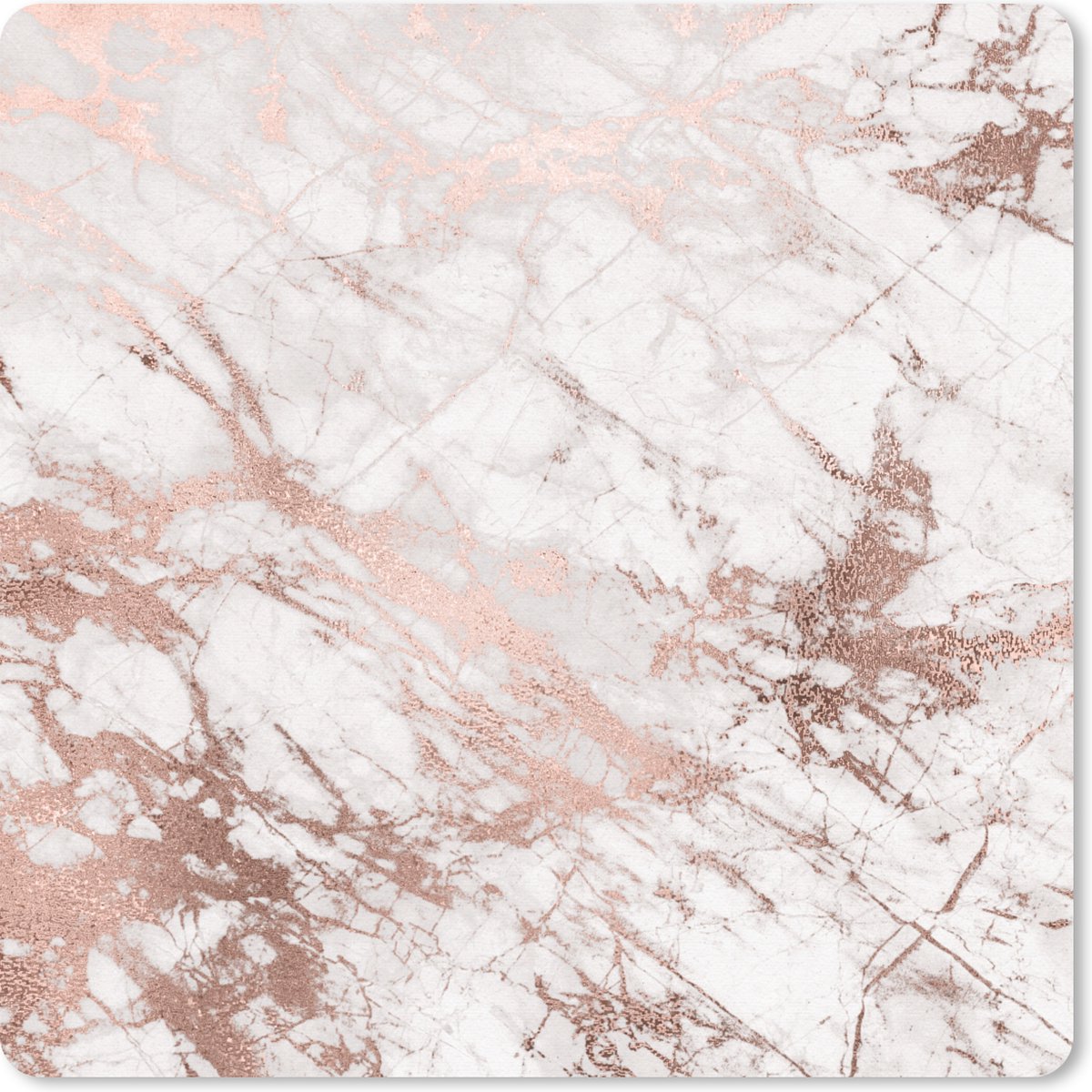 Muismat 20x20 cm - Mousepad Marmer - Patronen - Roze - Wit - Muismatten