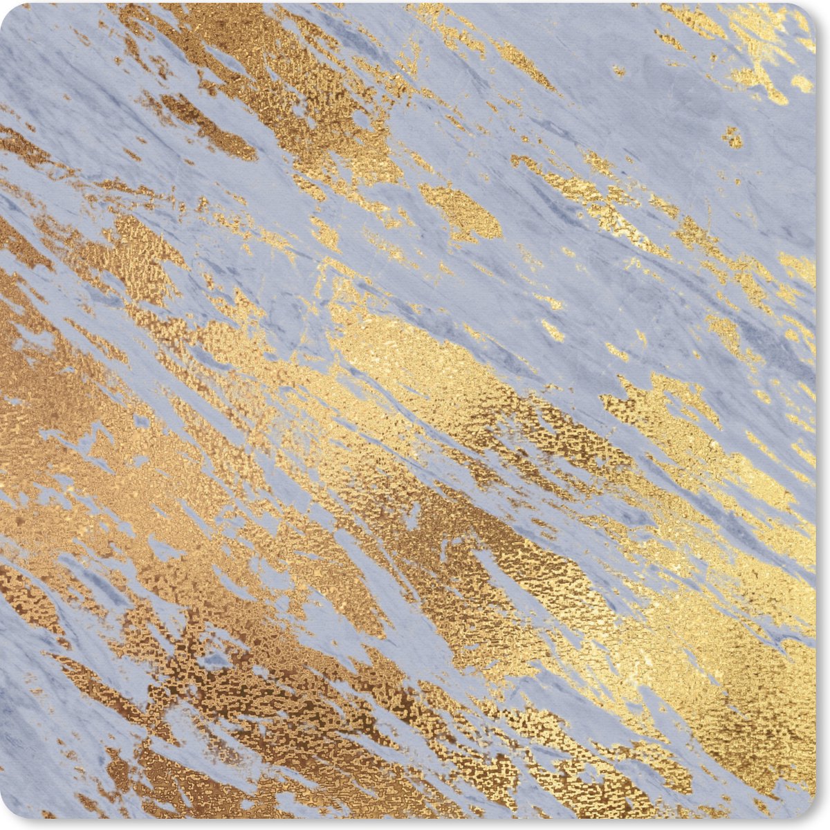 Muismat 20x20 cm - Mousepad Marmer - Goud - Blauw - Muismatten