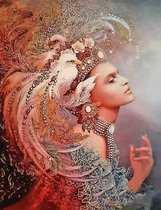Diamond painting volwassenen mooie vrouw 40 x 50 cm volledige bedrukking ronde steentjes direct leverbaar - lady - women - beauty - fantasie - engel achtig - prinses - koningin - v