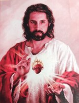 Denza - Diamond painting Jezus 40 x 50 cm volledige bedrukking ronde steentjes direct leverbaar - christus - Maria - jezus - god - bidden - geloof - hart - engel