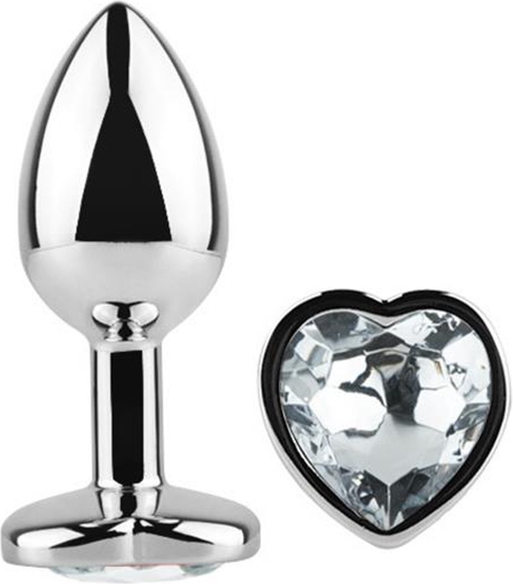 Goedkoopste Heart Shaped Butt Plug White Size M