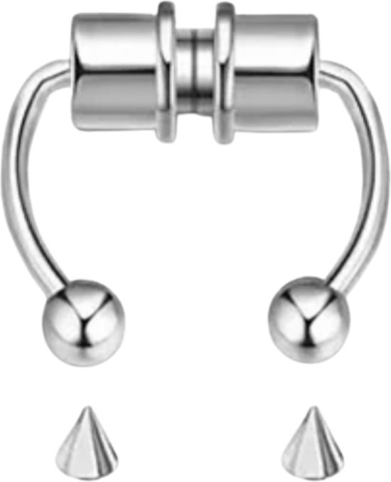 Neus- Fake Piercing-Magneet- 2 soorten knopjes- Zilverkleur- Geen gaatje- Charme Bijoux