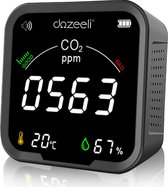 Dozeeli® CO2 Meter -  Zelfkalibrerende NDIR sensor - CO2 Monitor Horeca - Professionneel Luchtkwaliteitsmeter - Draagbaar - Draadloos Co2 Detector - Hygrometer - Met Alarm - NL HANDLEIDING