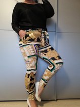 Fashion legging printmotief met koord groen XL/XXL