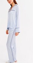 Lords & Lilies doorknoop pyjama dames - lichtblauw - 211-5-LPJ-W/836 - maat L