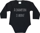 Romper - A champion is born! - maat 68 - lange mouwen - baby - baby kleding jongens - baby kleding meisje - rompertjes baby - kraamcadeau meisje - kraamcadeau jongen - zwanger - st