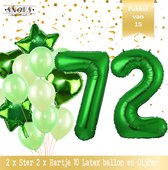 Cijfer Ballon 72 Jaar Groen Forrest Green Boeket * Hoera 72 Jaar Verjaardag Decoratie Set van 15 Ballonnen * 80 cm Verjaardag Nummer Ballon * Snoes * Verjaardag Versiering * Kinder