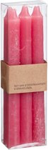 Dinerkaarsen - rustiek - roze - set van 6 - 20 cm