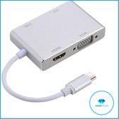 4 in 1 Aluminium Hub - USB-C naar VGA & DVI & HDMI & USB 3.0 adapter - Geschikt voor o.a. Macbook / Surface / Laptop etc