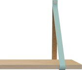 Handles and more Leren plankdragers - met sierschroeven - 100% leer – Lichtblauw – set van 2 leren plank banden
