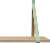 Handles and more Leren plankdragers - met sierschroeven - 100% leer – Mint – set van 2 leren plank banden