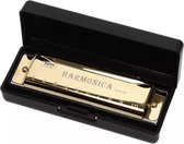 SVH Company Mini Mondharmonica C Majeur 10 Gaten -  Mond Harmonica Gaten Blues Holes - Messing Gold