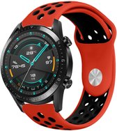 Siliconen Smartwatch bandje - Geschikt voor  Huawei Watch GT sport band - rood/zwart - 46mm - Strap-it Horlogeband / Polsband / Armband