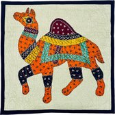 Kussenhoes| Kameel | Inspiratie van India | |handgemaakt kameel print | Zwart blauw kleur | Decoratief kussenhoes -  43 cm x 43 cm