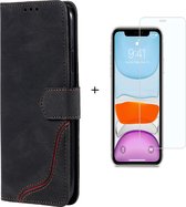 GSMNed – Hoogwaardig iPhone X/XS Hoesje Zwart – Luxe Leren Pu Hoesje – 3 pasjes houder – Met Koord – magnetische sluiting – Met Screenprotector