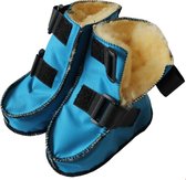 Schapenvacht schoenen met klittenband, maat 45/46, kleur Aqua-blauw