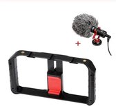 Ayago® Handvat voor Telefoon - Met Microfoon - Stabilizer - Statief - Tripod - Gimbal - Mount - Voor Vloggen - Stabilisator - Zwart