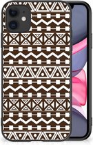 Telefoon Hoesje Geschikt voor iPhone 11 Leuk TPU Backcase met Zwarte rand Aztec Brown