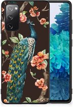Siliconen Back Cover Geschikt voor Geschikt voor Samsung Galaxy S20 FE Telefoon Hoesje met Zwarte rand Pauw met Bloemen