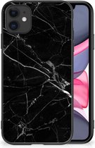 Transparant Hoesje iPhone 11 Smartphone Hoesje met Zwarte rand Marmer Zwart