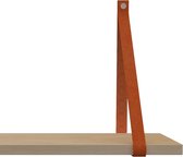 Handles and more Leren plankdragers - met sierschroeven - 100% leer – Suede Brick – set van 2 leren plank banden