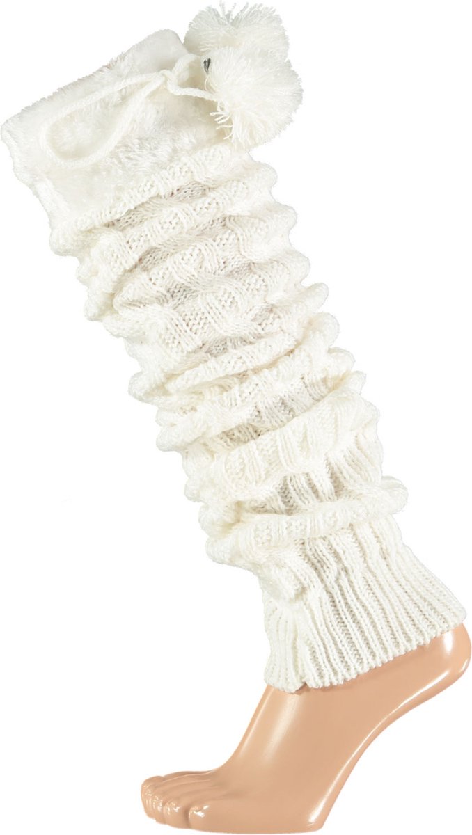 Apollo - Beenwarmers carnaval - Met Pompon - Wit - One size - Beenwarmers dames - Carnavalskleding dames - Feestkleding - Apollo