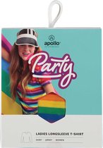 Party T-shirt dames lange mouwen | Strepen | Rainbow | Maat L | Carnaval | Carnavalskleding dames | Carnavalskleding | Apollo
