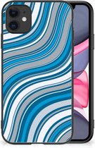 Telefoonhoesje Geschikt voor iPhone 11 TPU Back Cover met Zwarte rand Golven Blauw