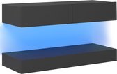 Decoways - Tv-meubel met LED-verlichting 90x35 cm grijs