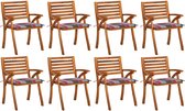 Decoways - Tuinstoelen 8 st met kussens massief acaciahout