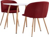 Decoways - 3-delige Eethoek stof wijnrood