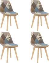 Decoways - Eetkamerstoelen 4 st met patchwork ontwerp stof grijs