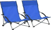 Decoways - Strandstoelen 2 stuks inklapbaar stof blauw