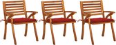 Decoways - Tuinstoelen 3 stuks met kussens massief acaciahout
