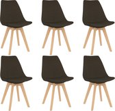 Decoways - Eetkamerstoelen 6 st stof donkerbruin