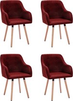Decoways - Eetkamerstoelen 4 stuks stof wijnrood